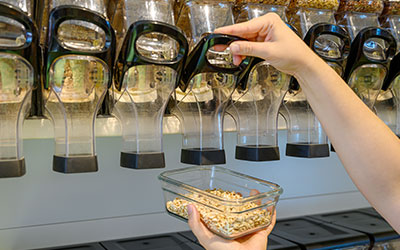 picture of a food dispenser area in a shop